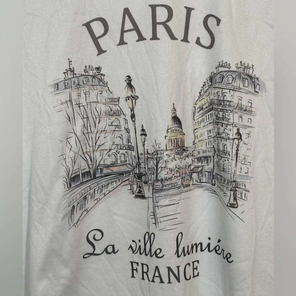 Paris Graphic Tee La Ville Lumière France White Short Sleeve Shirt L - Picture 2 of 8